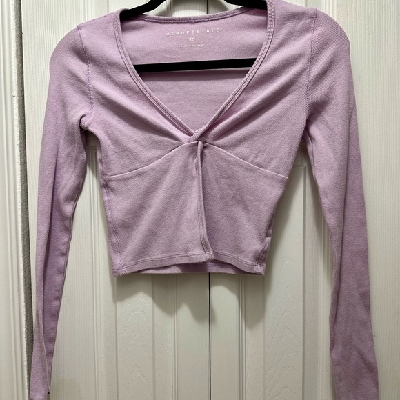 Aeropostale Light‎ Purple Long Sleeve Crop Top - Picture 2 of 5